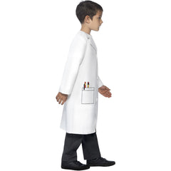 Dentist Kit Costume for child, lab coat with name badge and printed pocket and pencils.