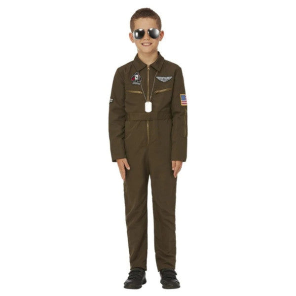 Top Gun Maverick Child's Aviator Costume, Green Cracker Jack Costumes
