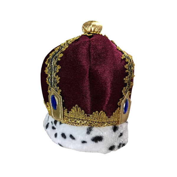 King hat with gold braid and crystals.