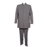 60s grey men’s suit costume with mandarin collar and pants for hire in Brisbane