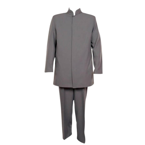 60s grey men’s suit costume with mandarin collar and pants for hire in Brisbane