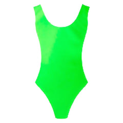 Retro sleeveless exercise leotard in green