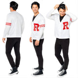 Grease danny rydell jacket in white with red trim.