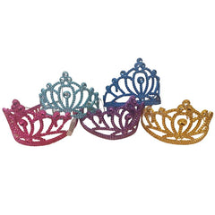 Colourful Tiara in pink, purple, gold, and blue, made from flexible plastic, suitable for adults and kids.