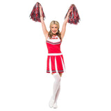 Adult Halloween or party cheerleader outfit with accessories
