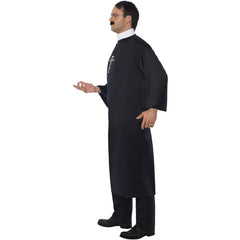 Adult priest robe with attached white collar – religious costume for parties