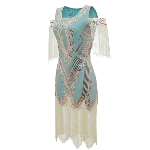 1920s Sequin Daisy Dress Blue Hire Cracker Jack Costumes Brisbane