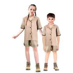 Children’s explorer costume with short-sleeve shirt and safari shorts for Book Week or wildlife themes