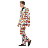 Comic Strip Stand Out Sui, lined jacket, pants with pockets and tie.