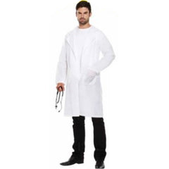 Doctor’s white knee-length coat with two pockets for costume dress-up