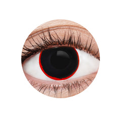 EyeFX Hellraiser Contact Lenses & Case, black with red outer rim.