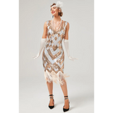 1920s Golden Sequined Gatsby Dress - Gold - Hire