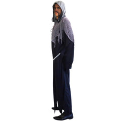 Grim Reaper adult Halloween costume with black hooded robe and chain