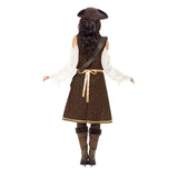 High Seas Pirate Wench Ladies Costume, dress with attached vest, trousers and baldric.