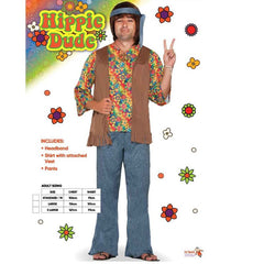 1960s Hippie Dude Costume with Flower Power Shirt, Fringe Vest, Flared Pants – Dr Toms