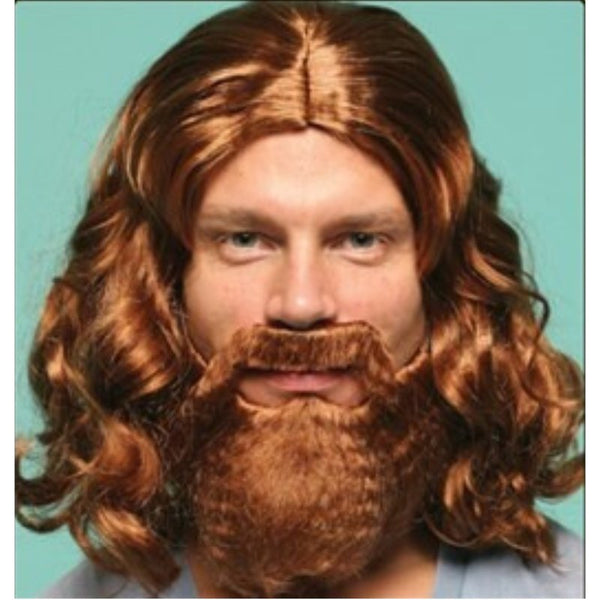 Jesus wig and beard in auburn.