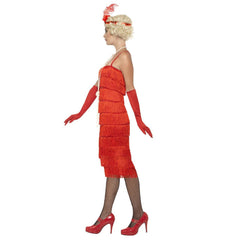 Long Flapper Costume - Red dress with fringing on front and back.