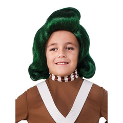 Oompa Loompa Classic Costume, jumpsuit with attached pantaloons, cross over braces, striped leg pieces. wig sold separtely.
