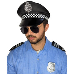 Police costume kit with badge, glasses, and epaulettes – ideal accessory set for dress-ups.