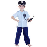 Policeman Deluxe Child Costume, blue shirt, navy pants and cap.