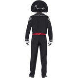 Day of the dead adult costume, printed jacket, trousers, mock shirt and hat that folds