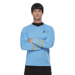 Star Trek Original Series Science Officer blue shirt with insignia and gold braid trim – Spock cosplay costume