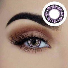 Starry Eyed Yearly Contact Lenses - Amethyst Geode, a mix of purple, lilac and black.