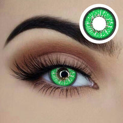 Starry Eyed Yearly Contact Lenses - Sinner in green and black.