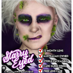 Starry Eyed Yearly Contact Lenses - Sinner in green and black.