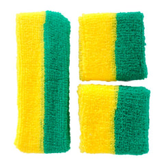 Pair of green and gold sweatbands