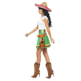 Tequila Shooter Girl Costume - Female, dress and colourful stripe belt.