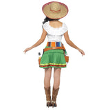 Tequila Shooter Girl Costume - Female, dress with peasant top and green skirt.