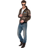 Zip up top gun jacket with badges, unisex