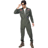 Top gun pilot jumpsuit for men with pilot badges and pocket detail