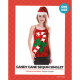 Adult Christmas Sequin Singlet - Candy Cane