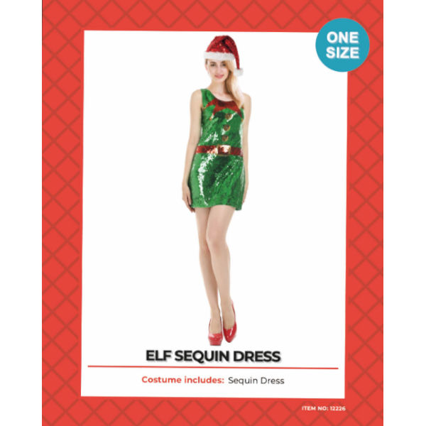 Adult Sequin Christmas Elf Dress