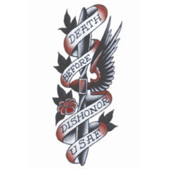 1940 USAF Death Before Dishonor temporary tattoo by Tinsley Transfers. Vintage patriotic tattoo design.