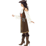 High Seas Pirate Wench Ladies Costume, dress with attached vest, trousers and baldric..