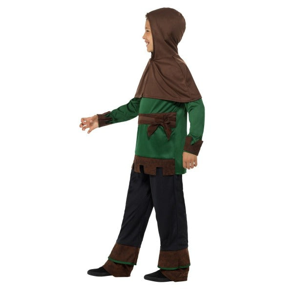 Smiffy's Robin Hood Kostüm – Grün & Braun, Mit Top, Capelet, Hose & Stiefelüberzügen, Für Kinder