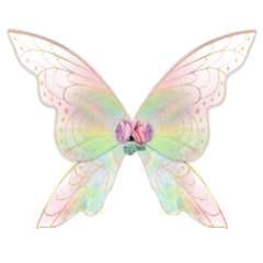 Enchanted Forest Fairy Wings, clear wings with gold glitter detail and flowers in centre back.