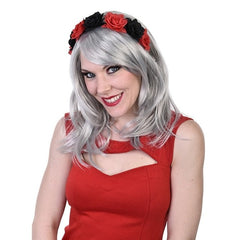 Headband with Flowers Red and Black