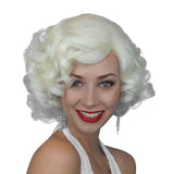 Marilyn wig in white with soft curls.