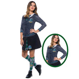 slytherin top for adults digitally printed cardigan, tie, collar and emblem.