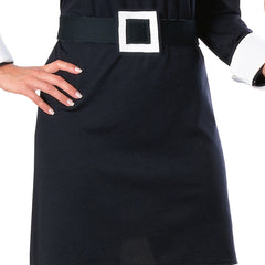 Wednesday Addams Women's Deluxe Halloween Costume, dress with white collar and cuffs plus belt.