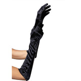 Satin Snap Button Elbow Length Black Gloves