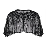 1920s black beaded sequin flapper shawl for hire