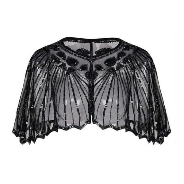 1920s black beaded sequin flapper shawl for hire