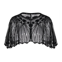 1920s black beaded sequin flapper shawl for hire