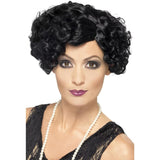 1920s black flirty flapper wig with short wavy bob style for Gatsby parties and vintage costumes