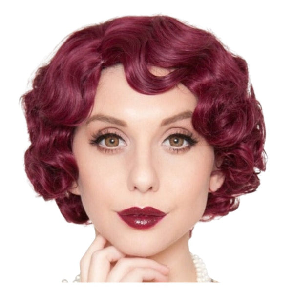 1920's Flapper Finger Waves Wig - Burgundy – Cracker Jack Costumes Brisbane